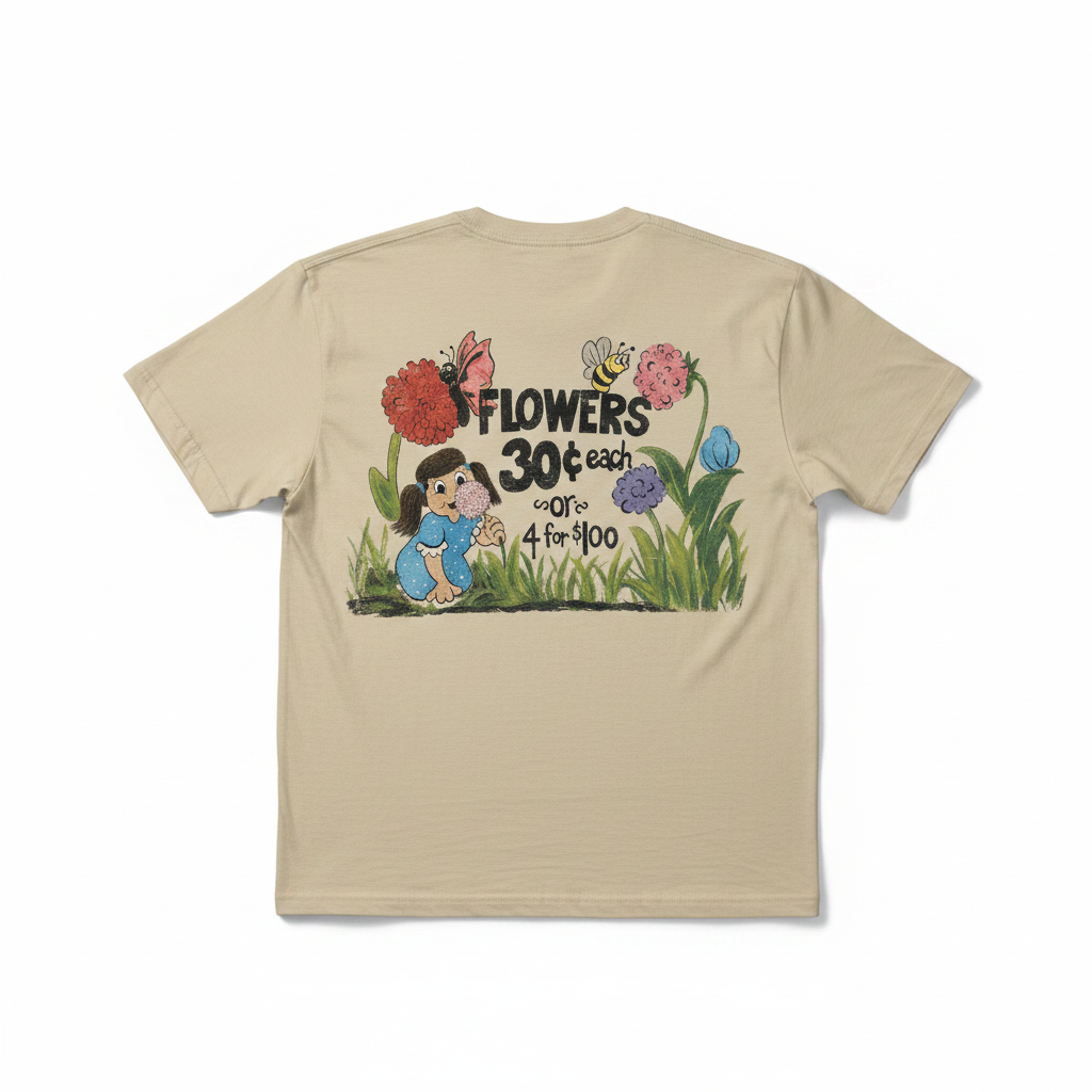Flowers Full Back Sand Tee